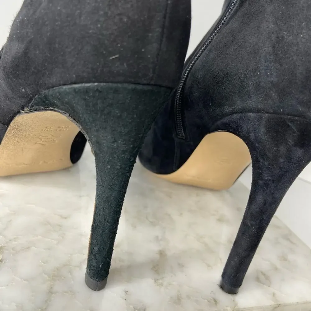 Via Spiga Black Suede Stiletto Heeled Ankle Boots Cutouts Size 10 $220 - Picture 6 of 11